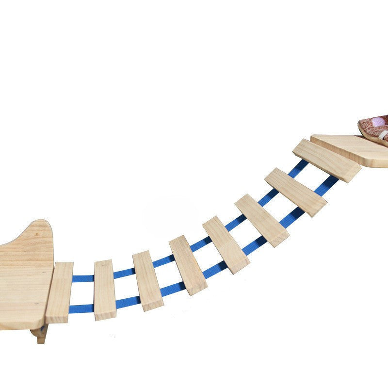 Ścienna drabinka wspinaczkowa dla kota z zawieszoną platformą i drabiną