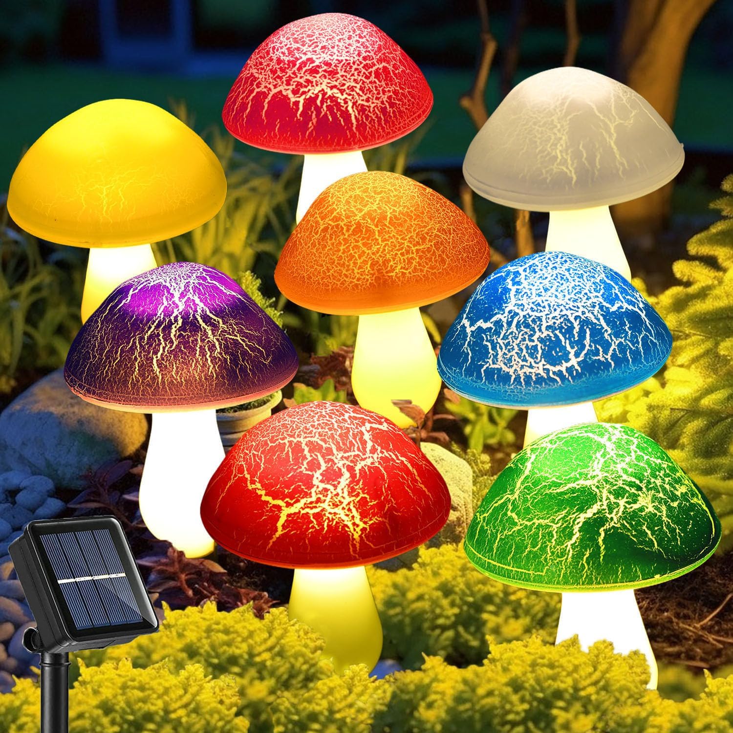 Kit de lumini solare de grădină — ciuperci luminoase decorative