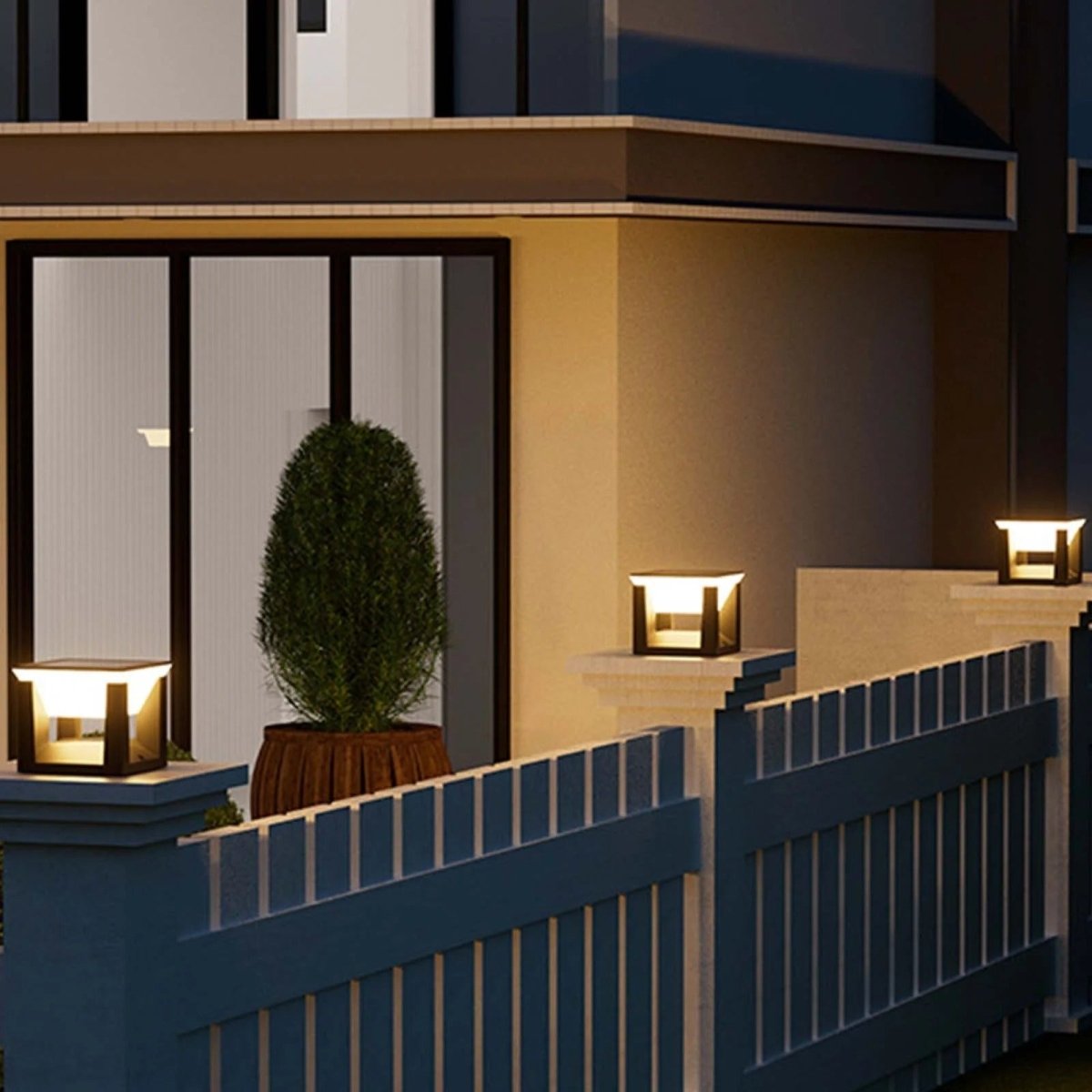 Lampă solară de exterior - formă pătrată și finisaj modern