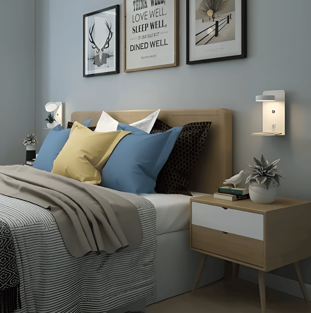 Lampă de perete cu led cu raft și port USB - Design modern și funcție 2 în 1