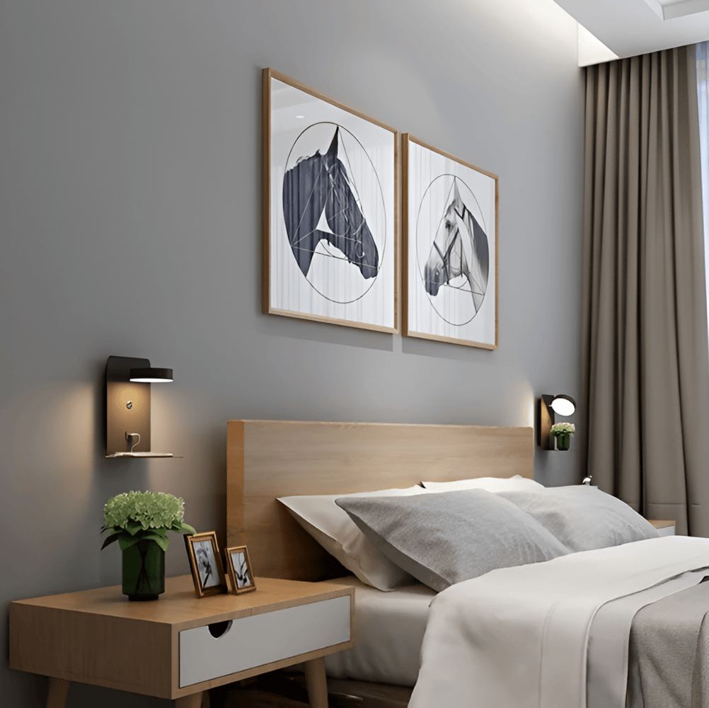 Lampă de perete cu led cu raft și port USB - Design modern și funcție 2 în 1