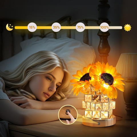 Stolní lampa Slunečnice – Teplé a dekorativní světlo