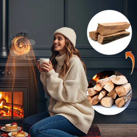 5枚羽根のストーブファン — 熱の最適拡散