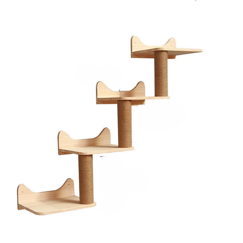 Ścienna drabinka wspinaczkowa dla kota z zawieszoną platformą i drabiną