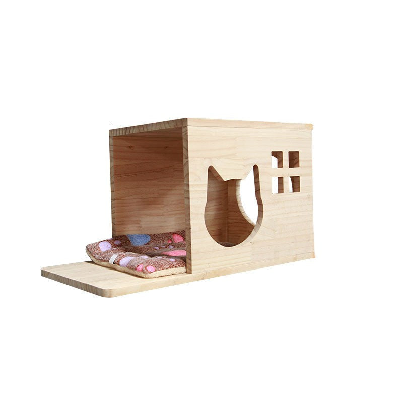 Ścienna drabinka wspinaczkowa dla kota z zawieszoną platformą i drabiną