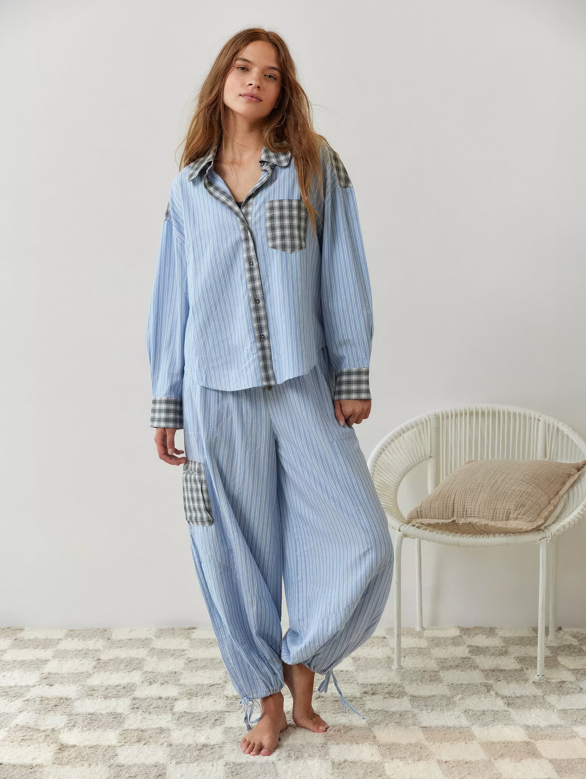 Charlotte | Pyjamas Komfortabel Chic Med Striper Og Ruter