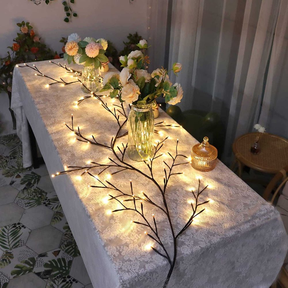 Wall Garland in the Shape of a Branch — Warm and Natural Lighting 