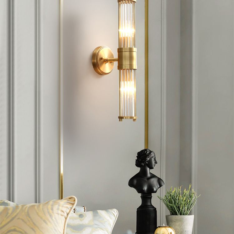 Moderne cylindrisk vægarmatur - Style Moderne Doré En Métal Et Verre