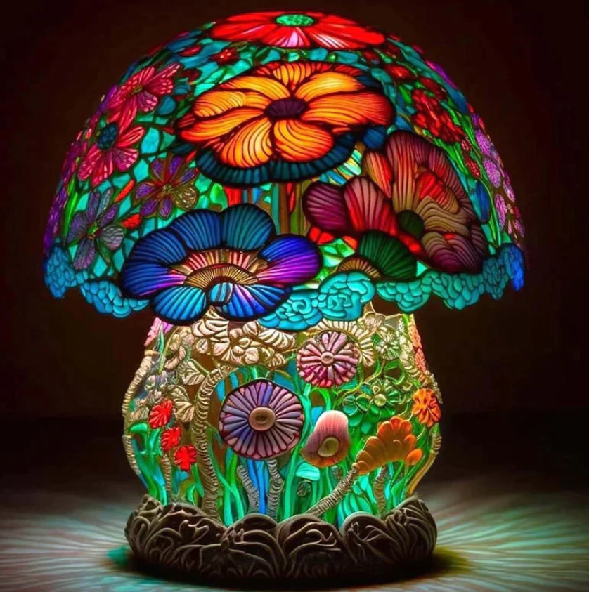 Beruhigende Buntglaslampe – Sanftes Licht und warme Atmosphäre 