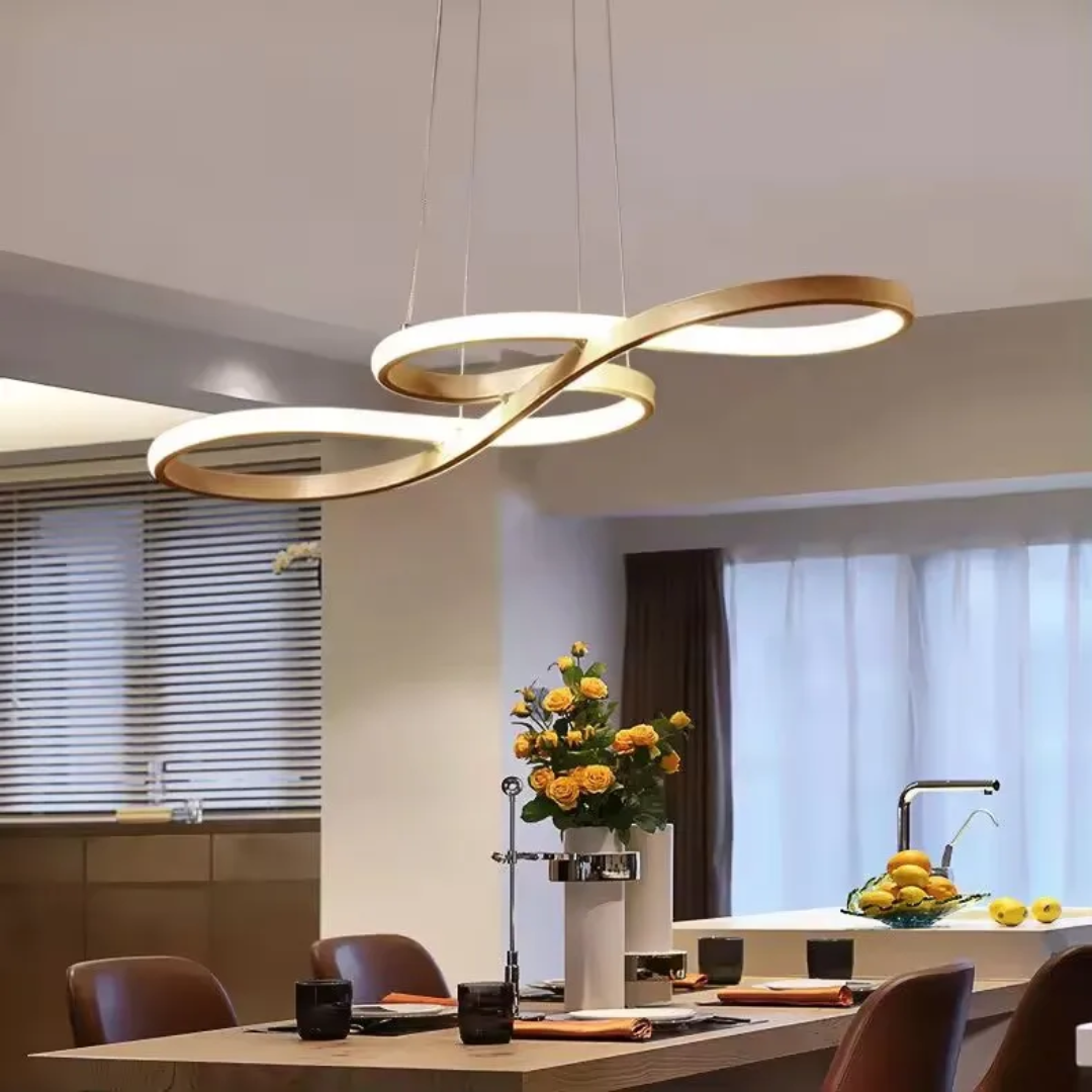 Suspensão LED Moderna em Anéis – Design Elegante e Futurista 