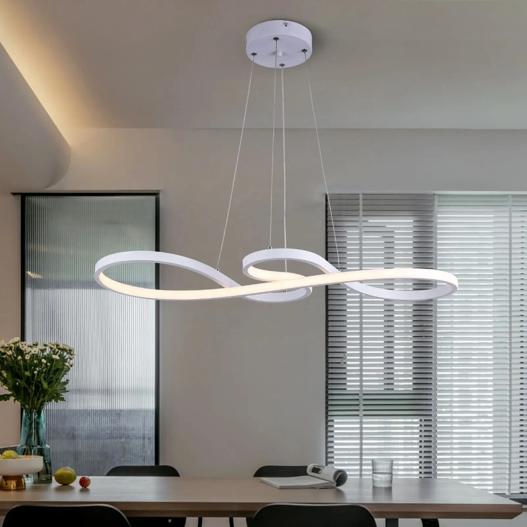 Suspensão LED Moderna em Anéis – Design Elegante e Futurista 