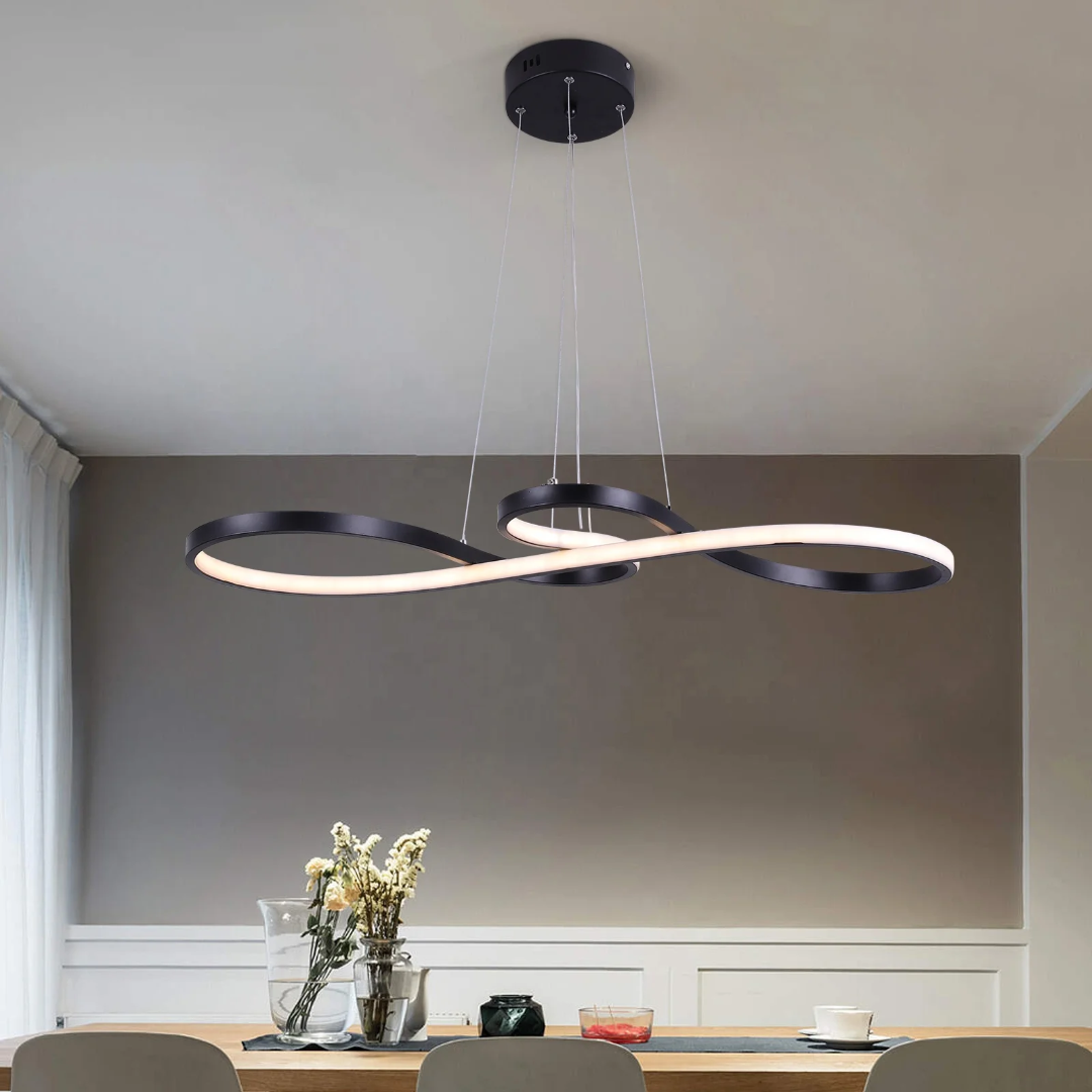 Suspensão LED Moderna em Anéis – Design Elegante e Futurista 