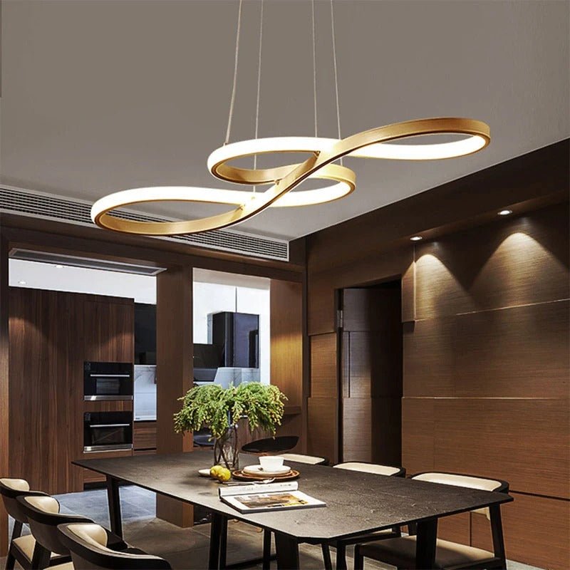 Suspensão LED Moderna em Anéis – Design Elegante e Futurista 