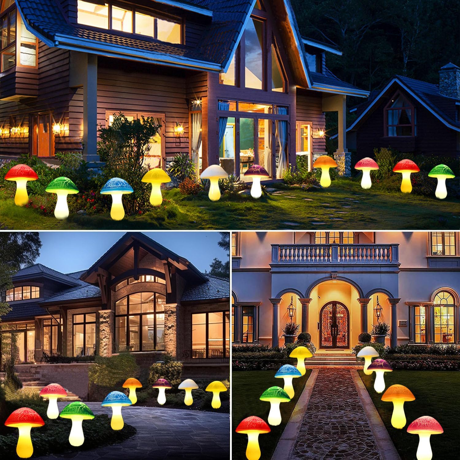 Kit de lumini solare de grădină — ciuperci luminoase decorative 