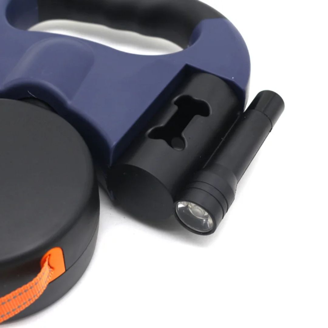 Laisse Double Rétractable Pour Chiens – Avec Lampe LED Et Distributeur De Sacs