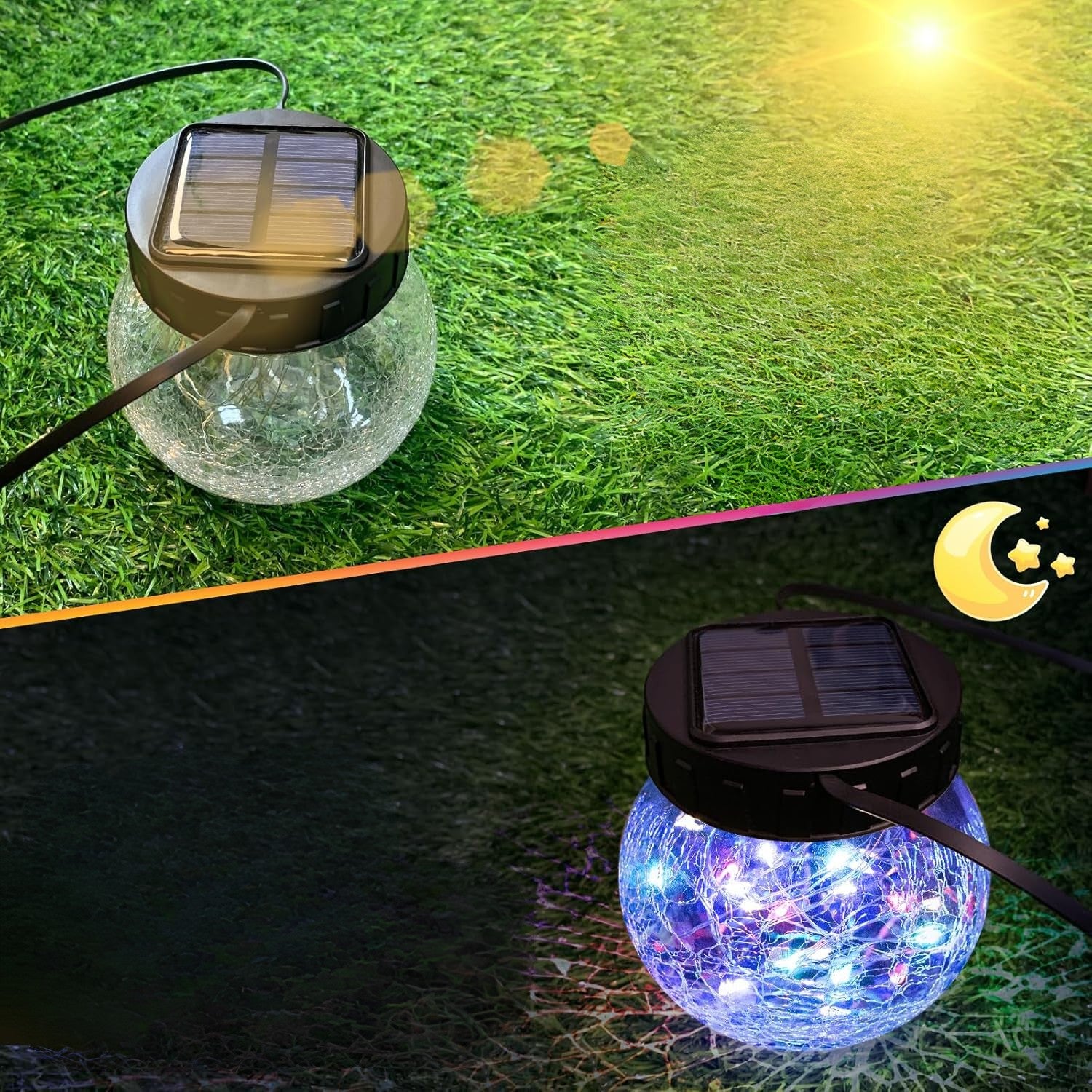 Riippuva Aurinkokennovalaisin — Halkeillut Lasikuvio Eleganssi 