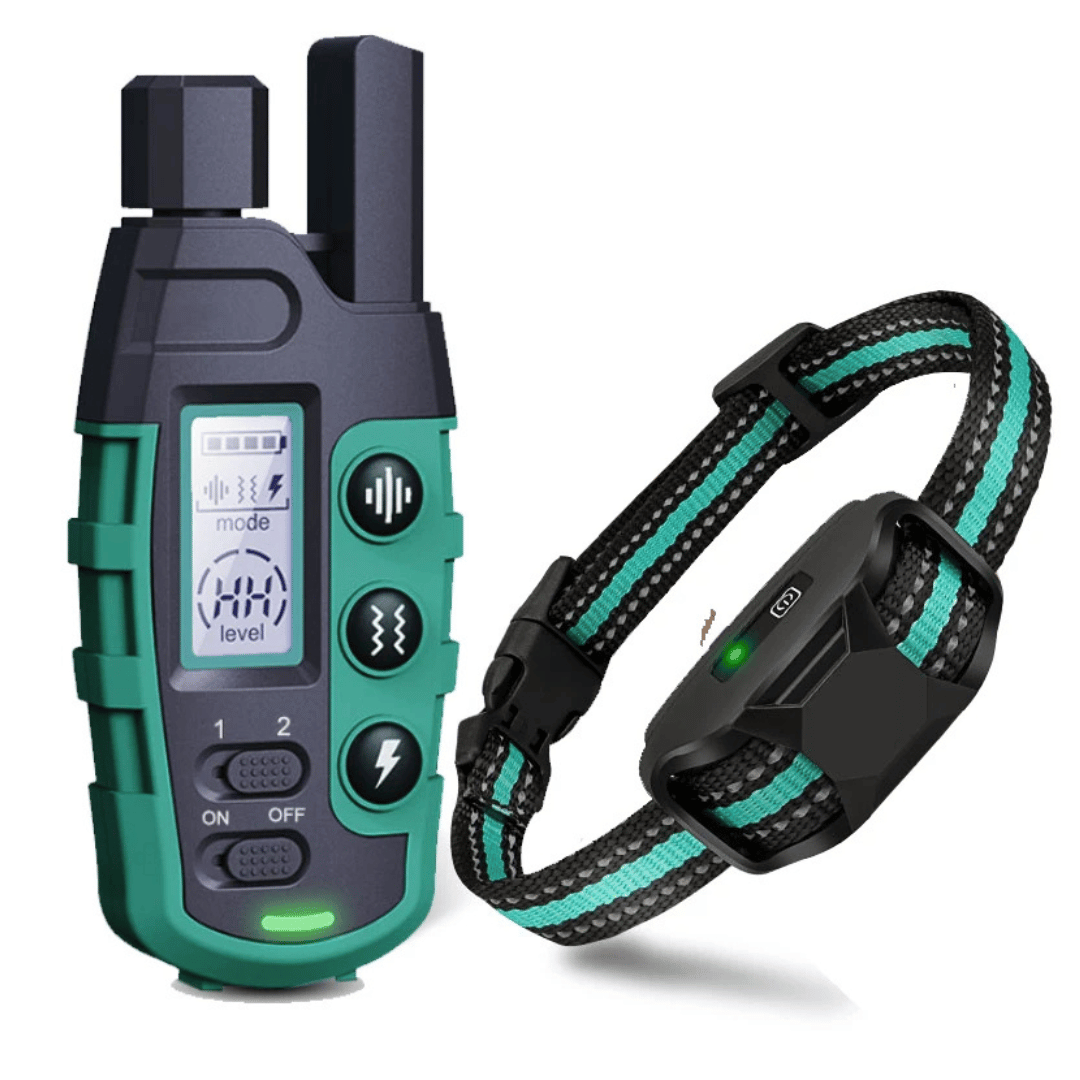 リモートコントロールしつけ用首輪 – 防水、充電式、最大1000mの範囲 