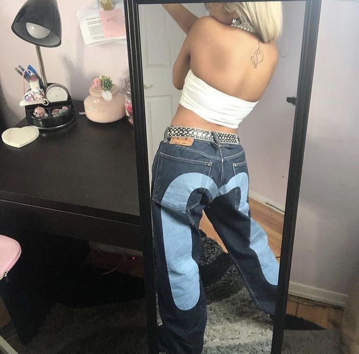 نينا | بنطلون موضة – قص مستقيم ونمط قلب متباين 