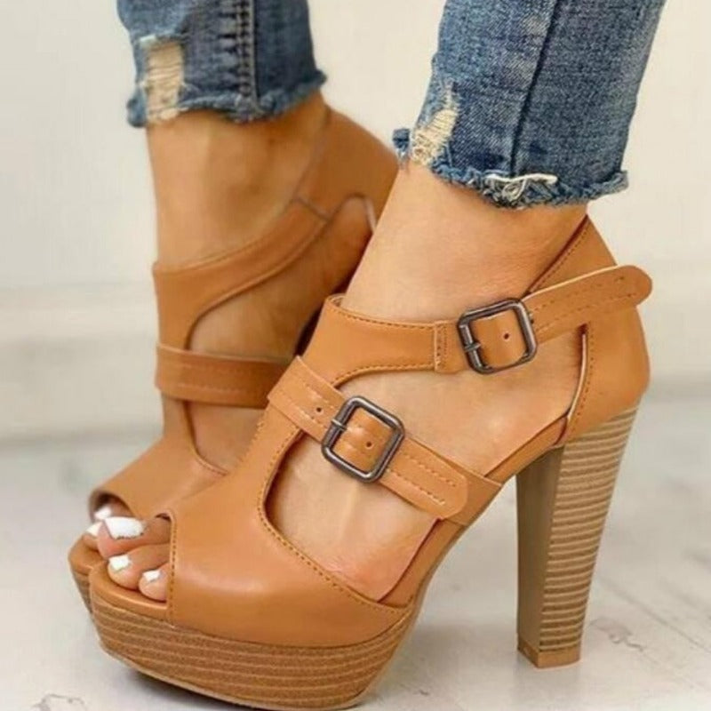 Marilou | Chic sandaler med platå og doble spenner 