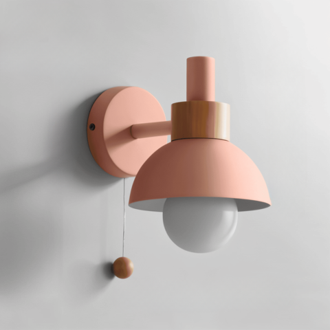 Pastellfarget vegglampe med trekkbryter - myk belysning og moderne stil