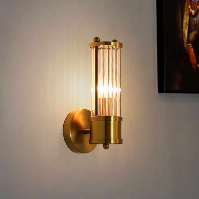 Moderne cylindrisk vægarmatur - Style Moderne Doré En Métal Et Verre