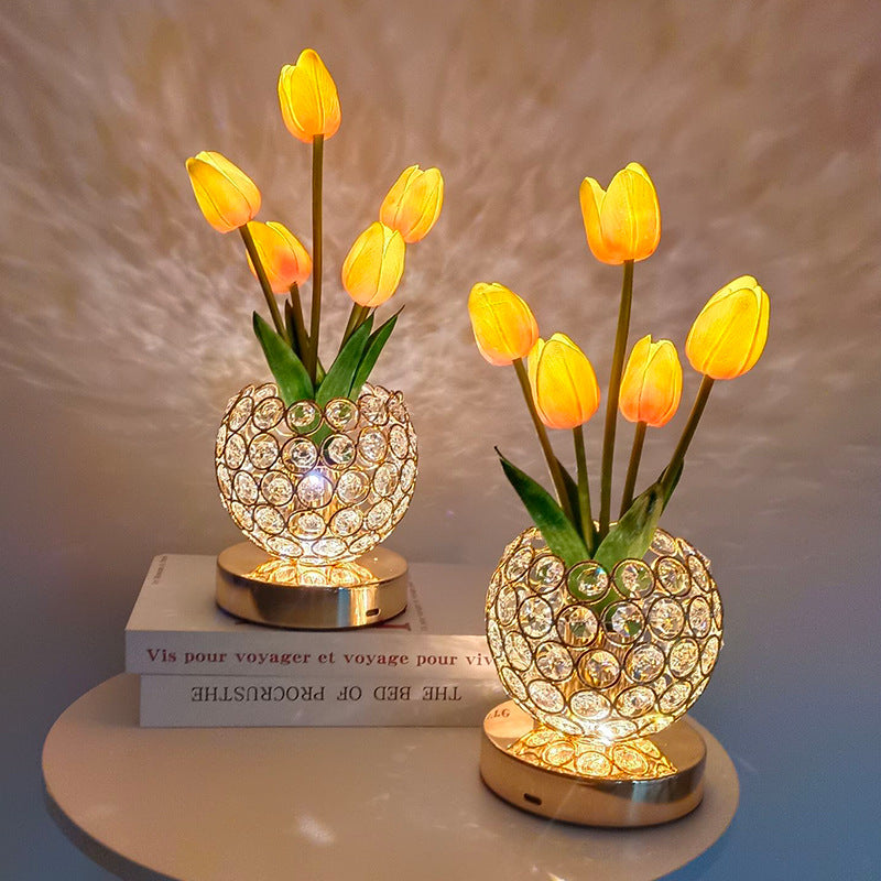 Lampă de Noptieră Tactilă – Strălucire Cristalină Elegantă 