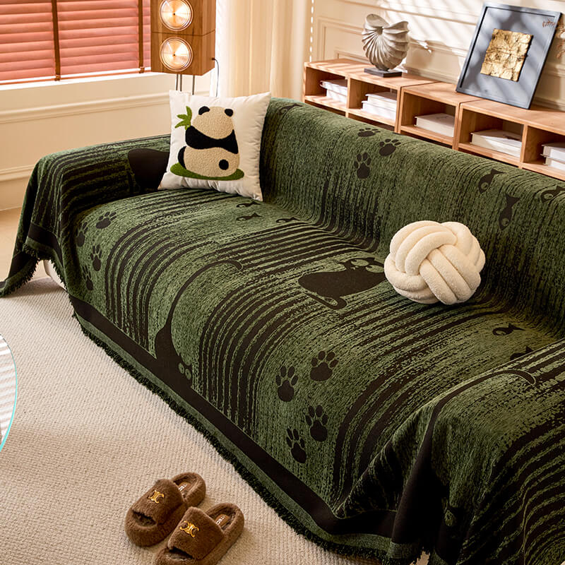 Husă De Canapea Antiderapantă Cu Model De Labe – Protecție Și Confort 