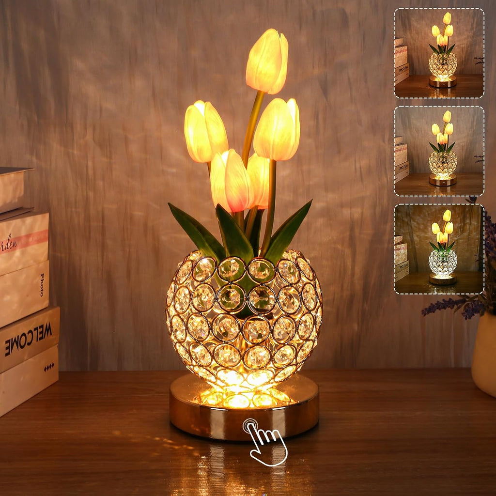 Lampă de Noptieră Tactilă – Strălucire Cristalină Elegantă 